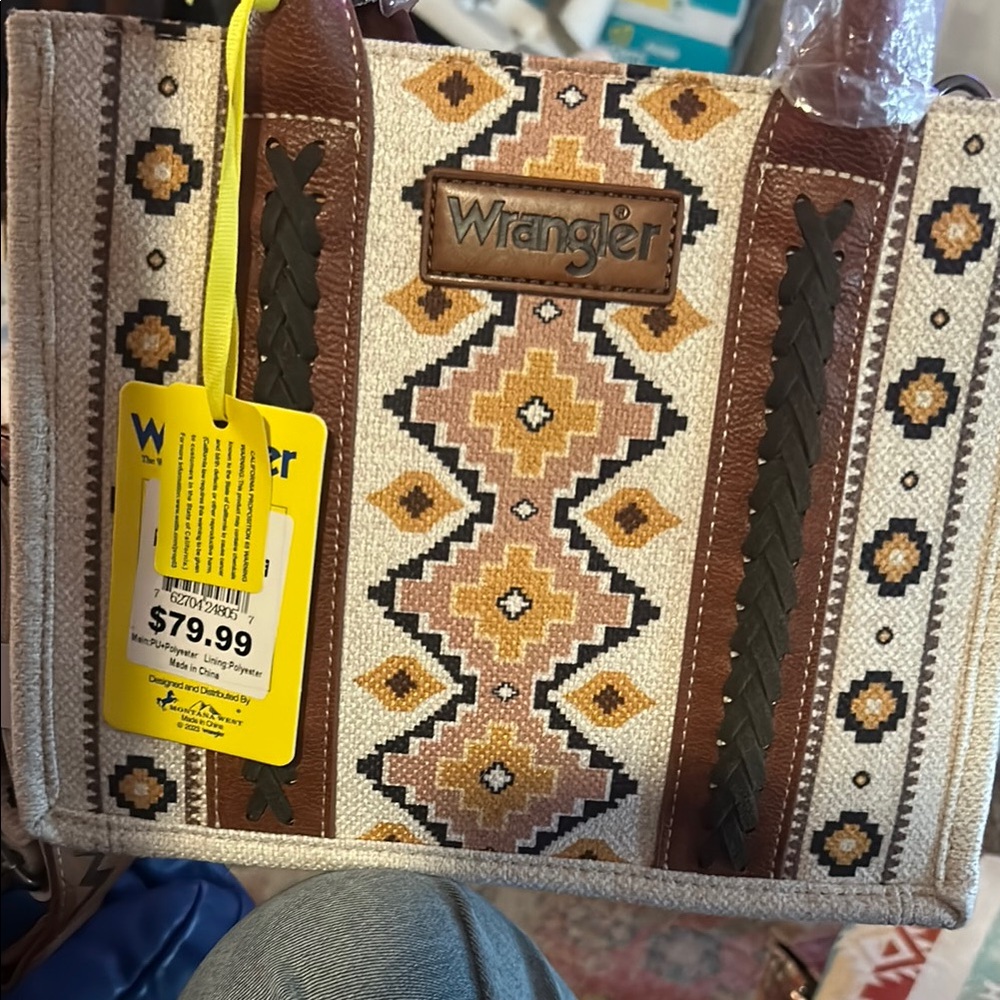 Wrangler Beige and Brown Patterned Tote